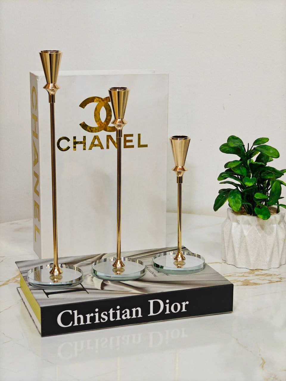 Porte bougie doré & cristal