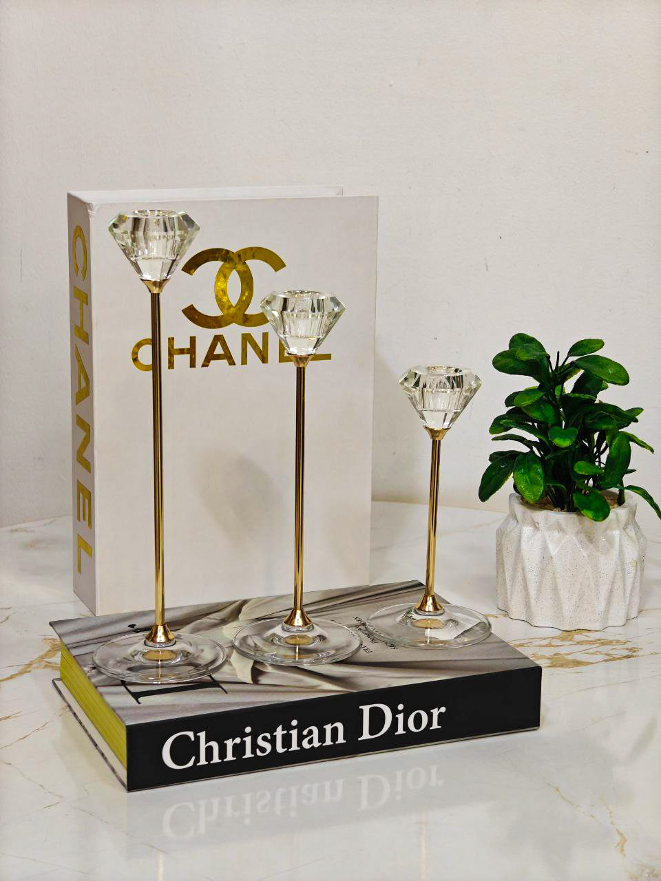 Porte bougie doré & cristal