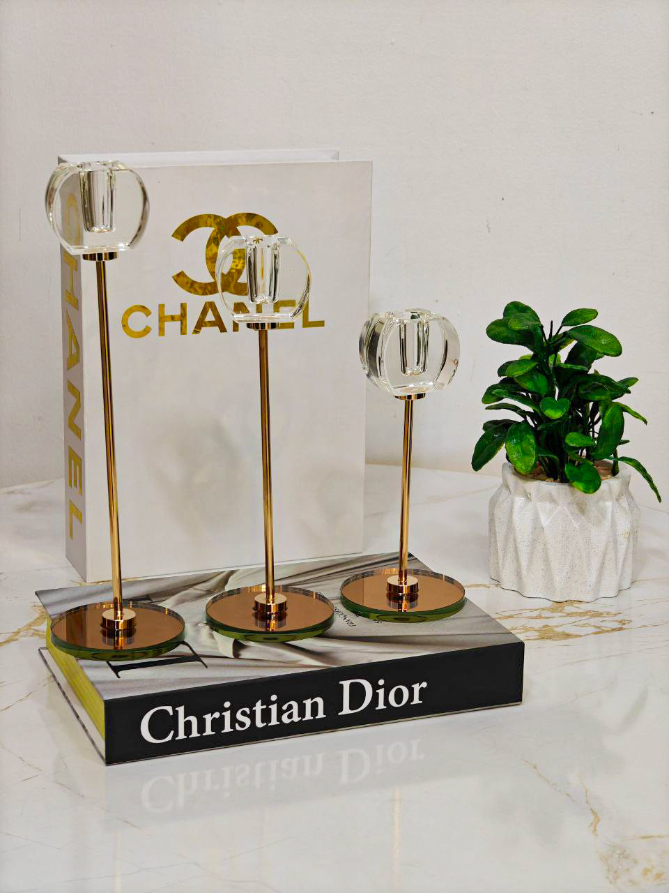 Porte bougie doré & cristal