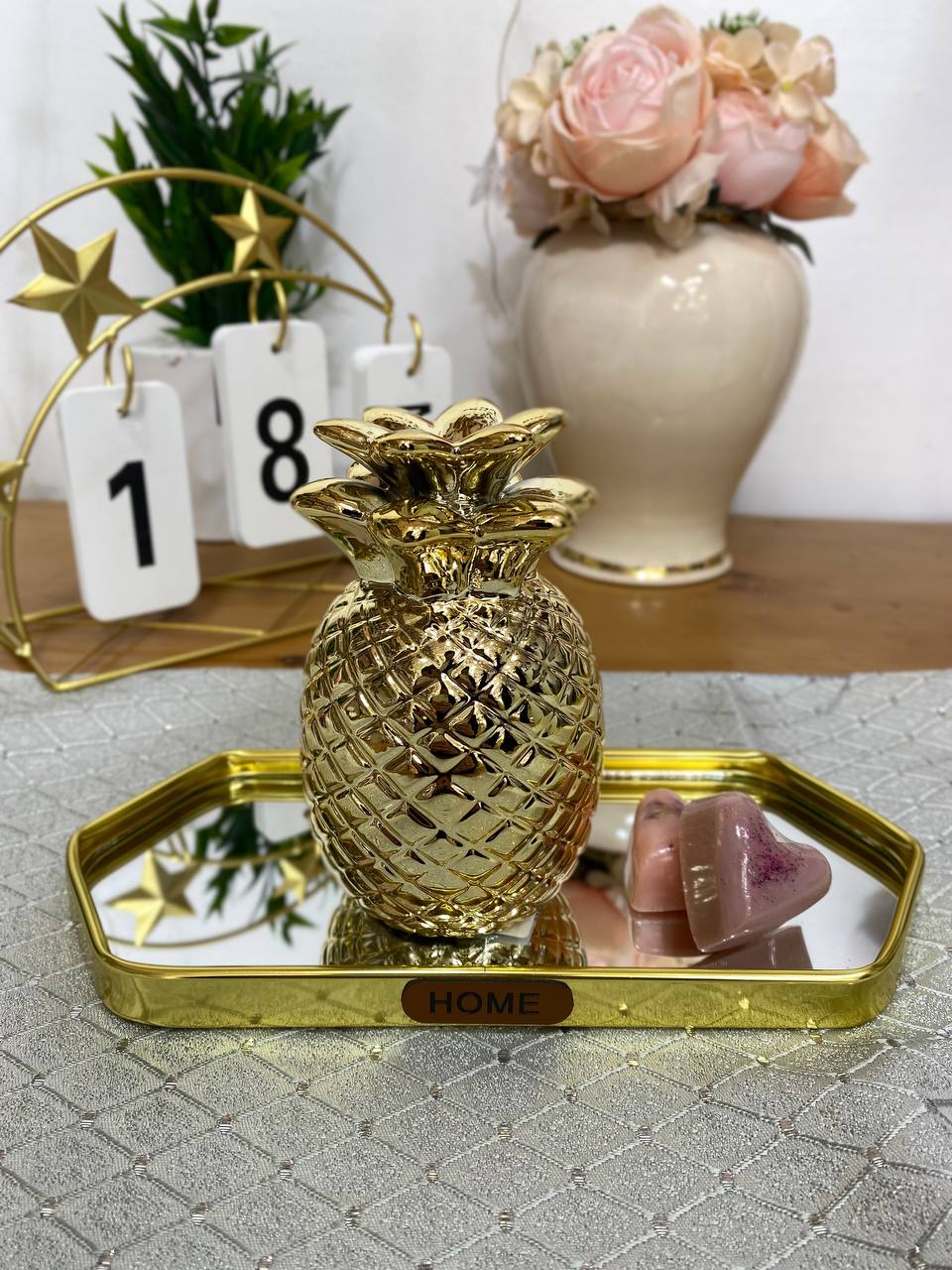 Ananas décoratif doré