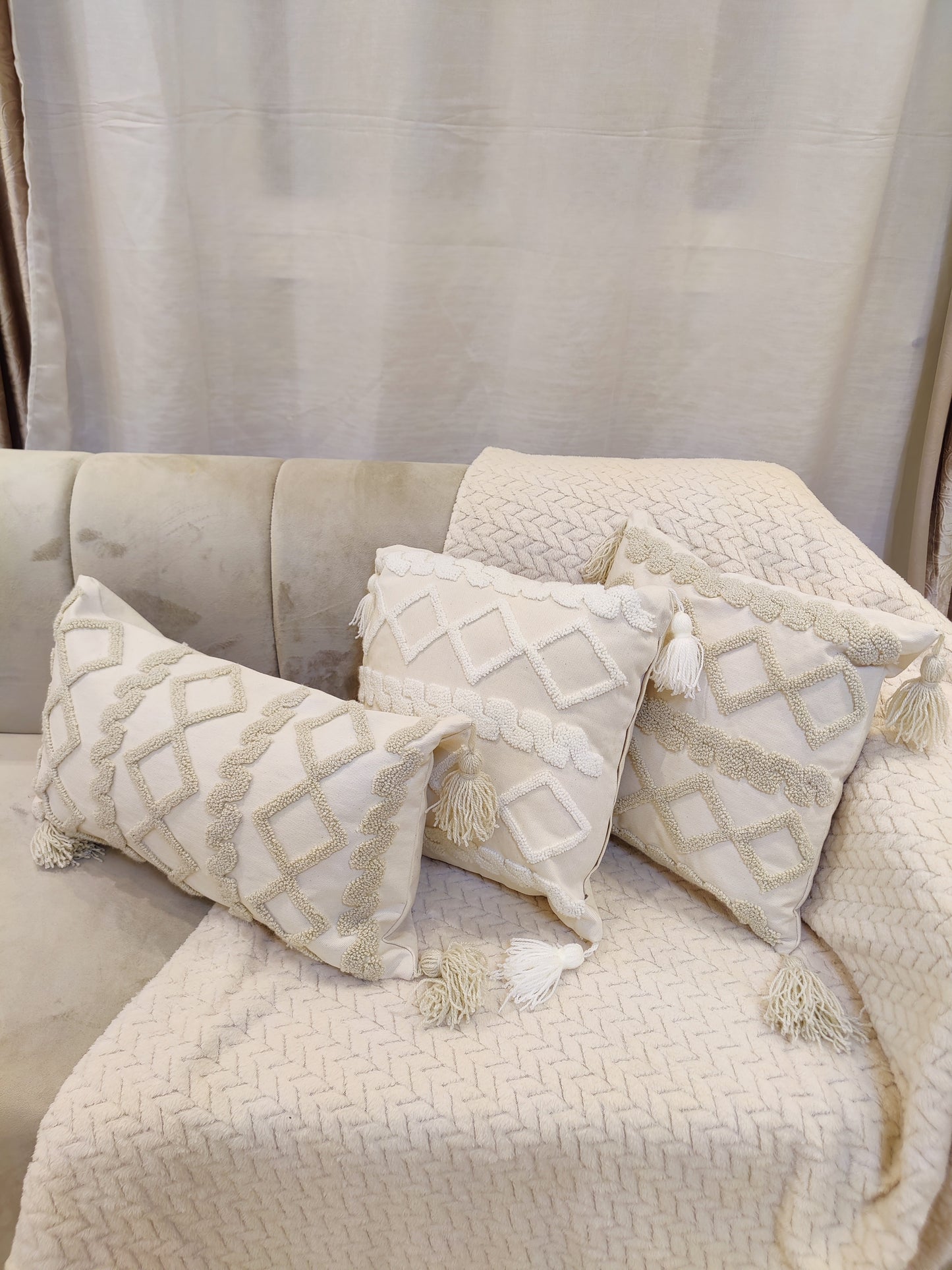 Coussin pic pic blanc et beige ( vide )