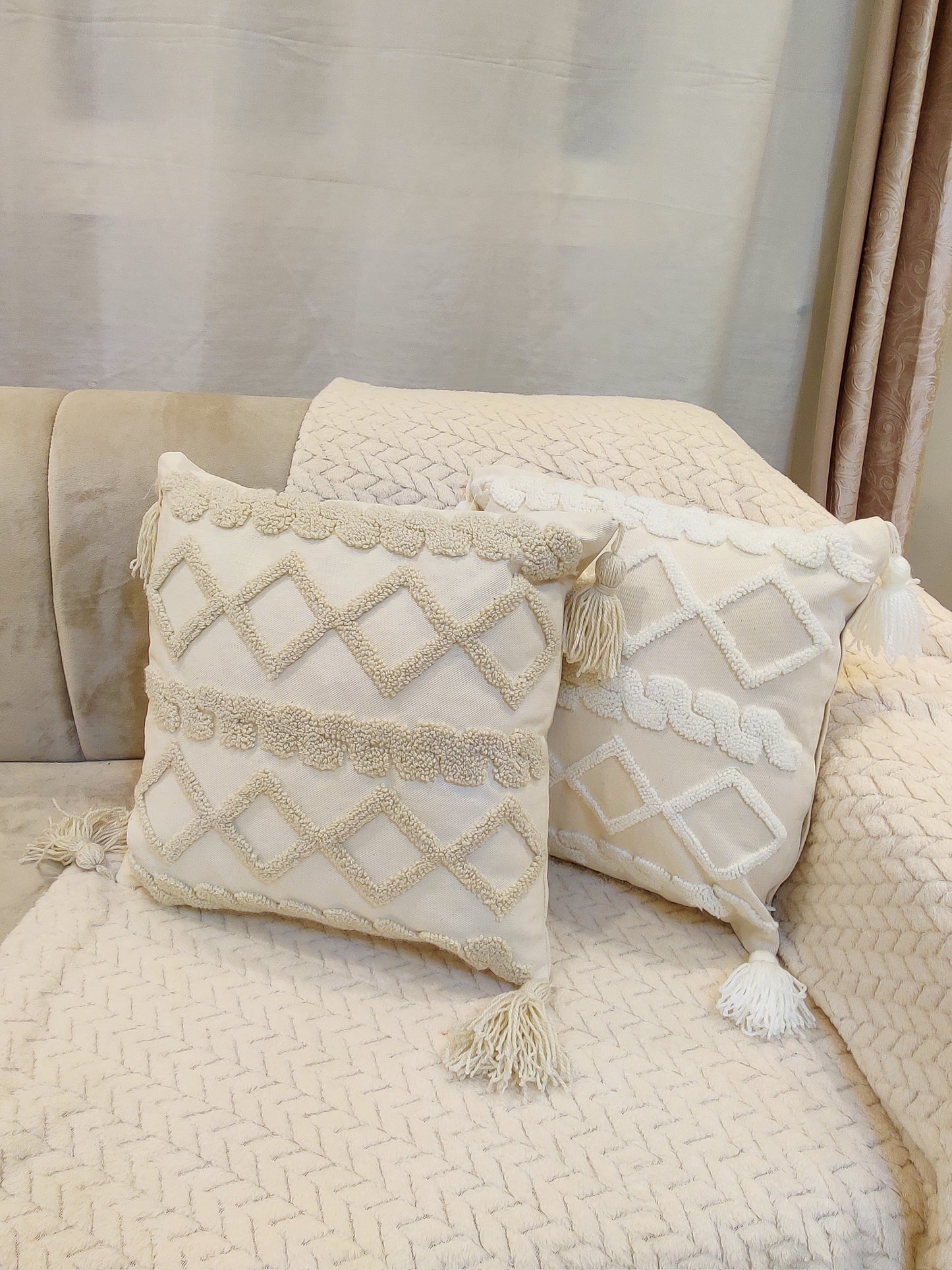 Coussin pic pic blanc et beige ( vide )