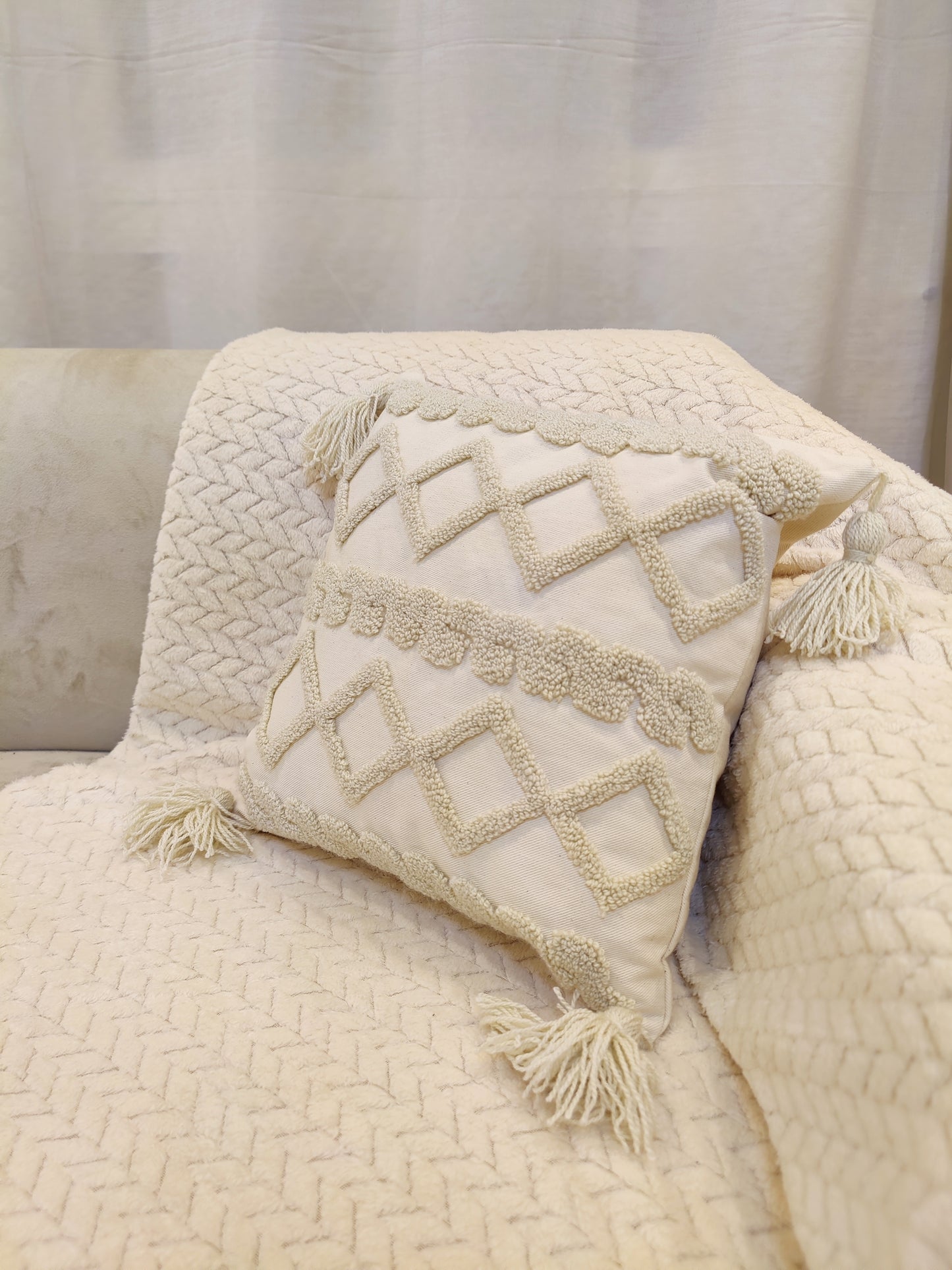 Coussin pic pic blanc et beige ( vide )