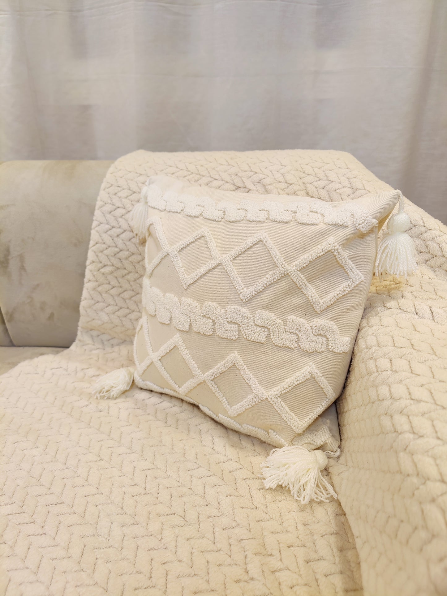 Coussin pic pic blanc et beige ( vide )