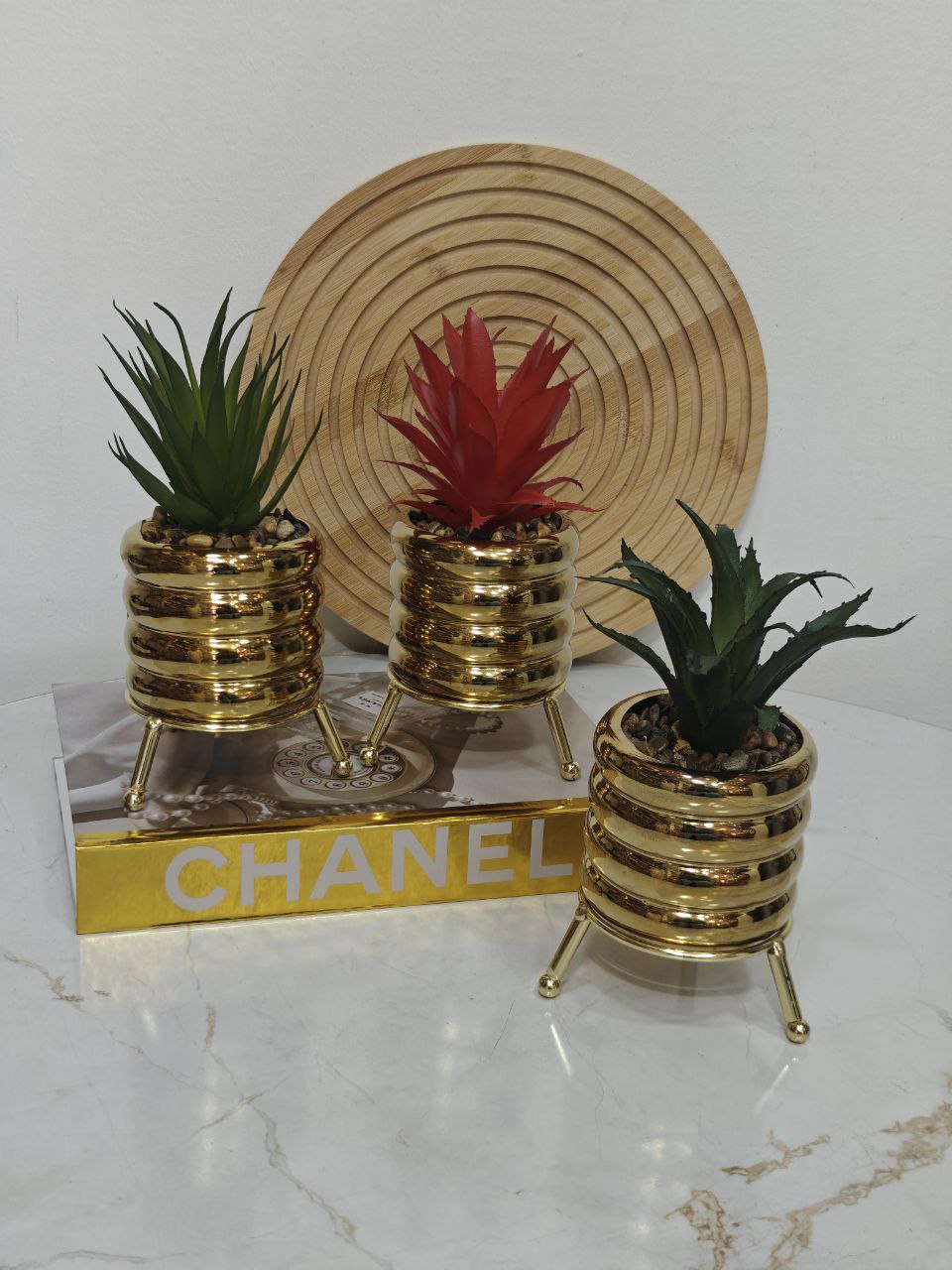 Plante artificielle doré support doré