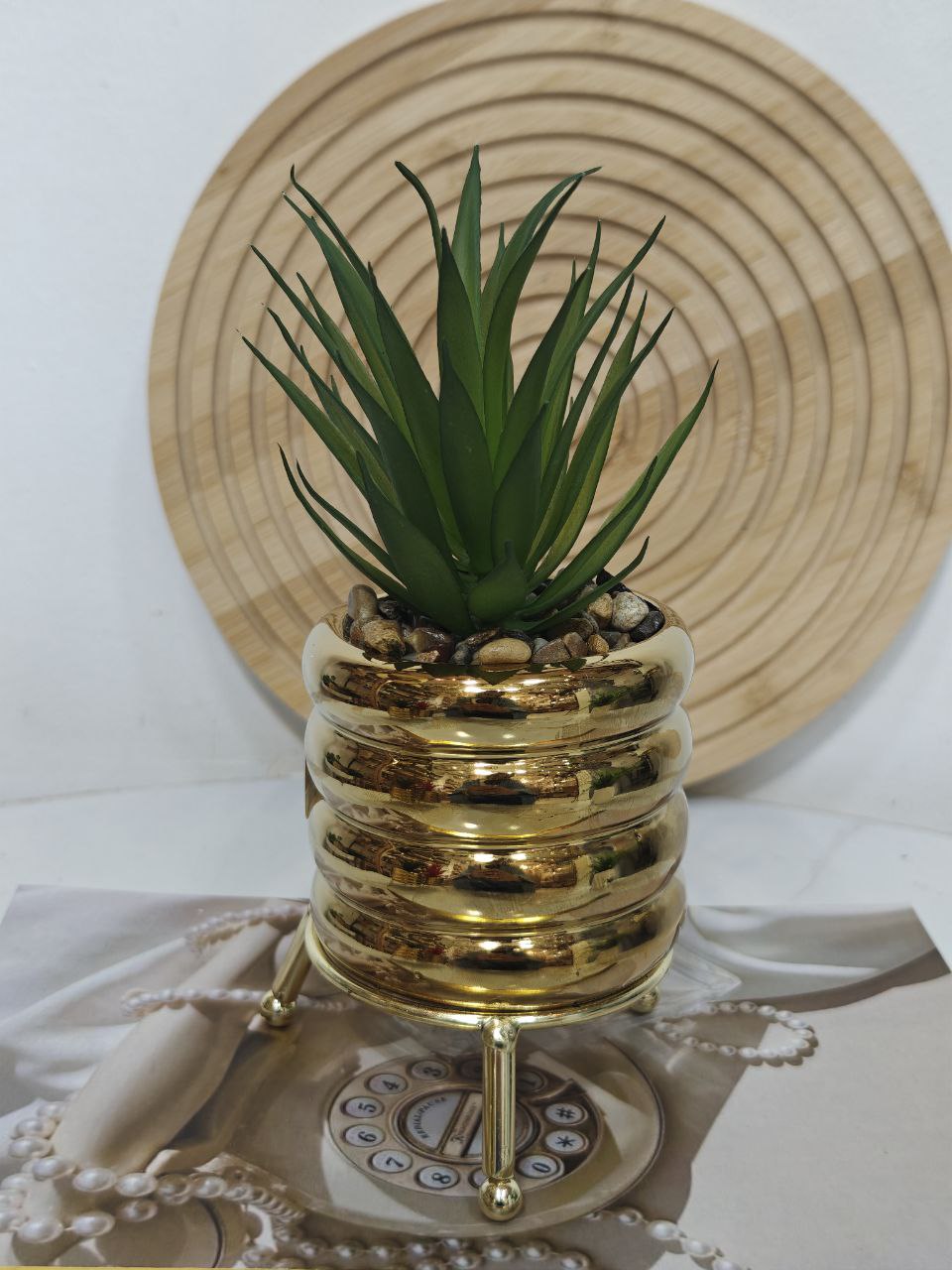Plante artificielle doré support doré