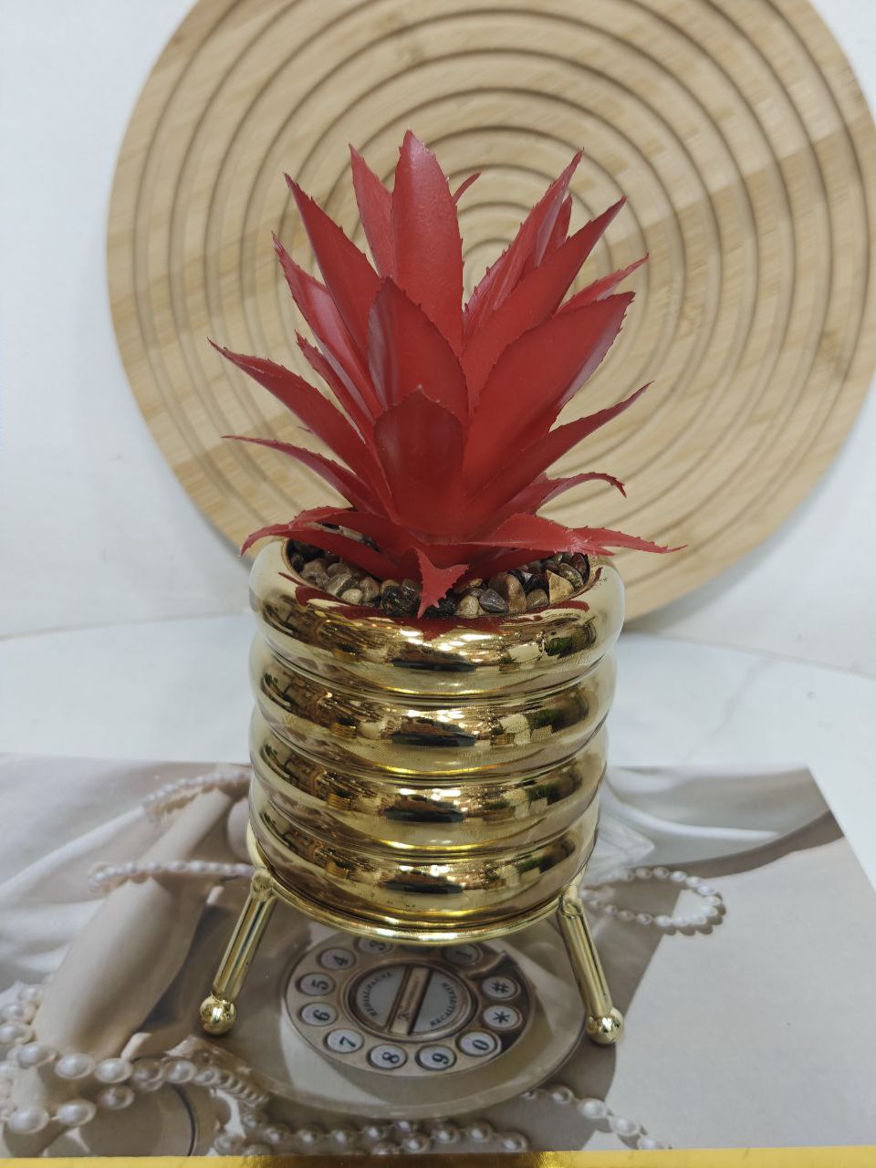 Plante artificielle doré support doré