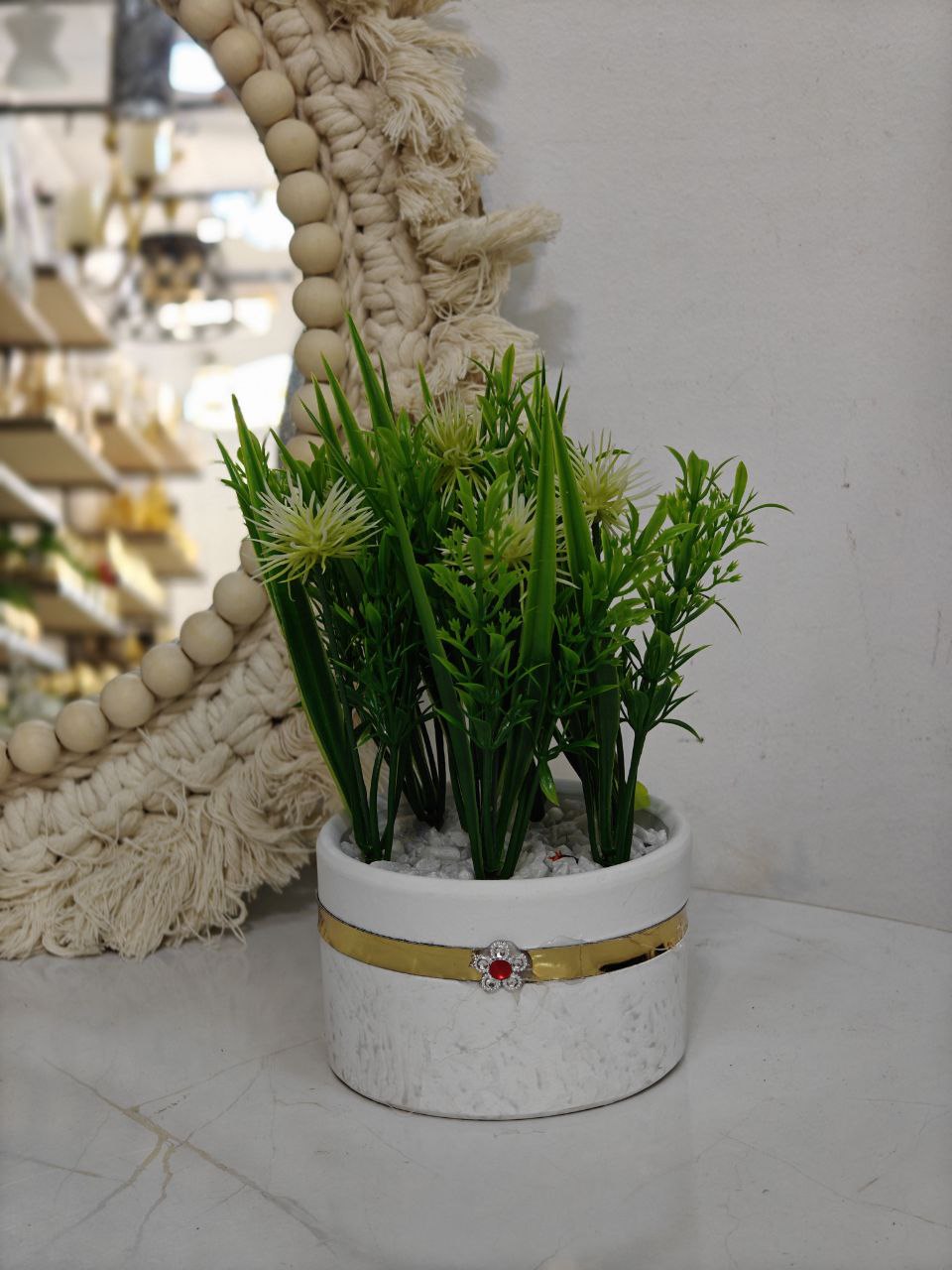Plante artificielle pot blanc doré