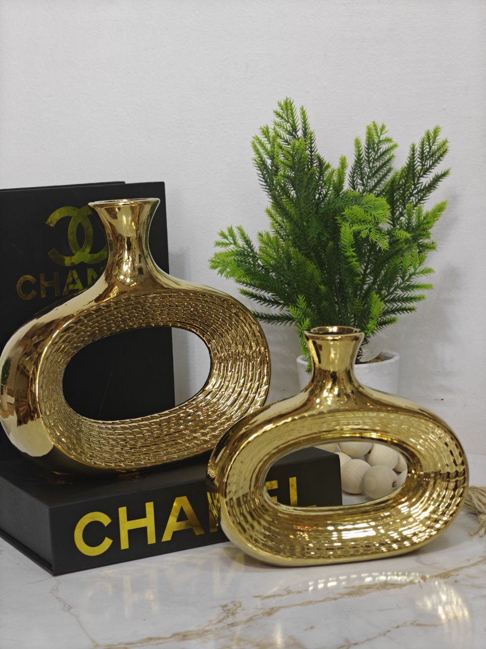 Vase doré donut