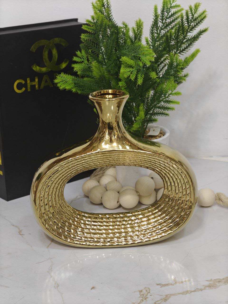 Vase doré donut