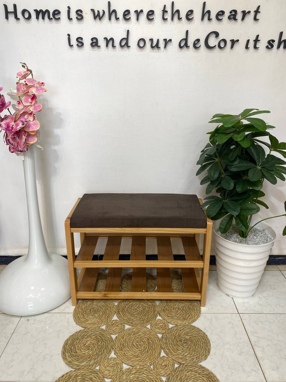 Porte chaussures et pouffe 65 cm