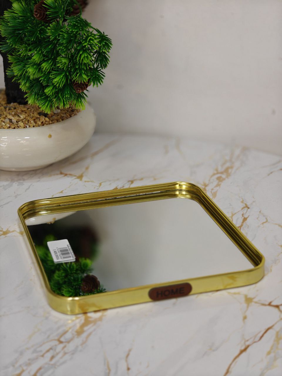 Plateau miroir caré 20 cm.