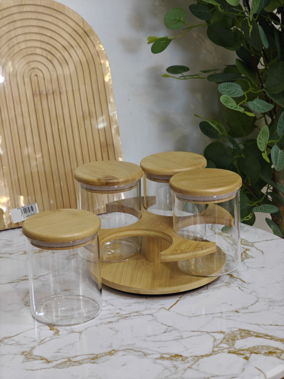 Porte épices rotatif 4 bocaux