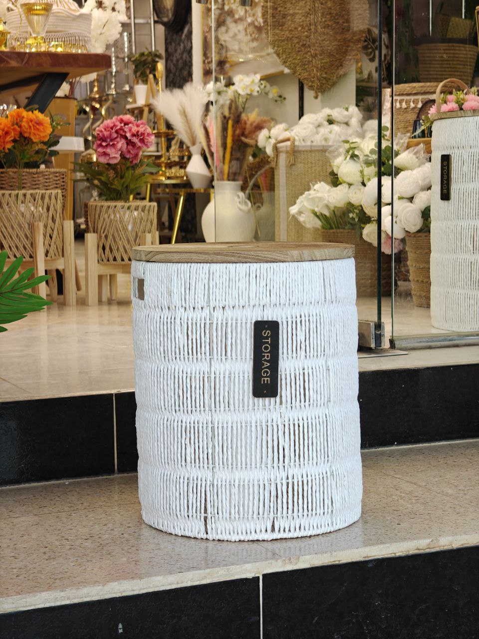 Panier a linge couverture bois