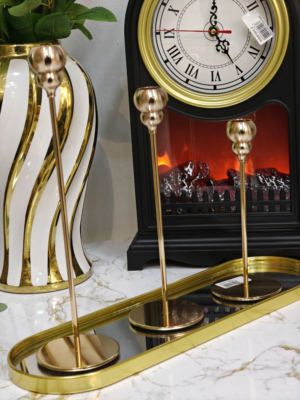 Porte bougie doré inoxydable 3 pcs