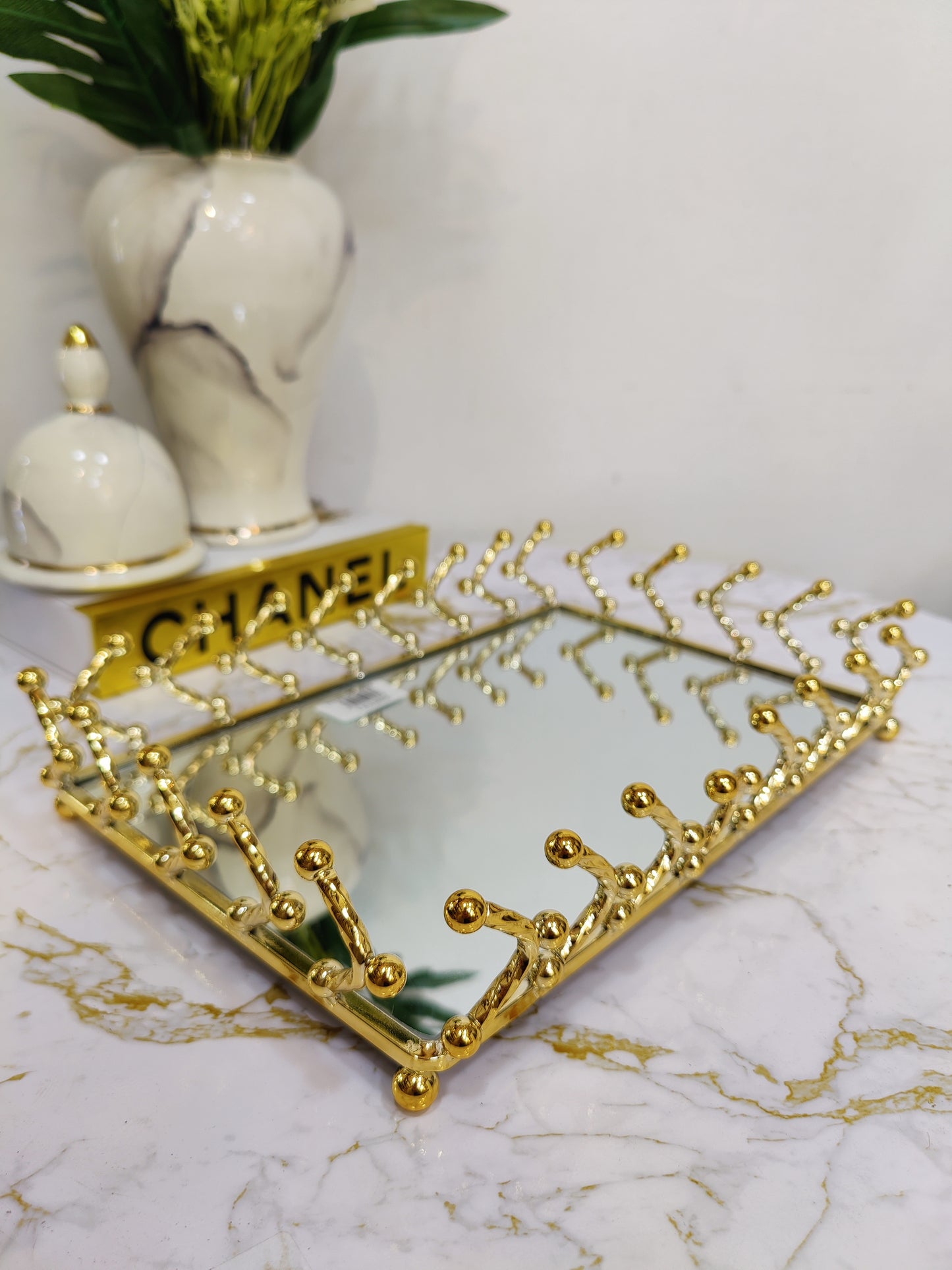 Plateau rectangulaire doré inoxydable