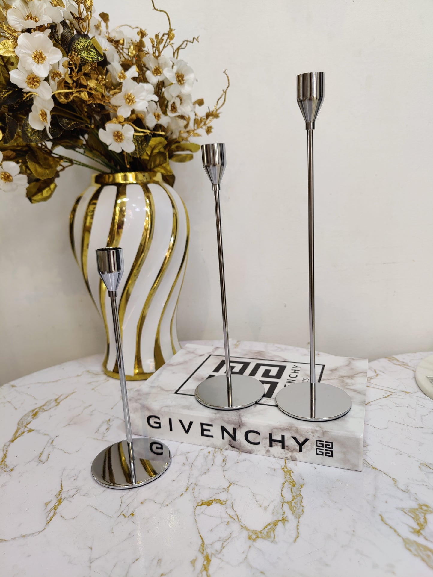 Porte bougie argenté 3 pcs