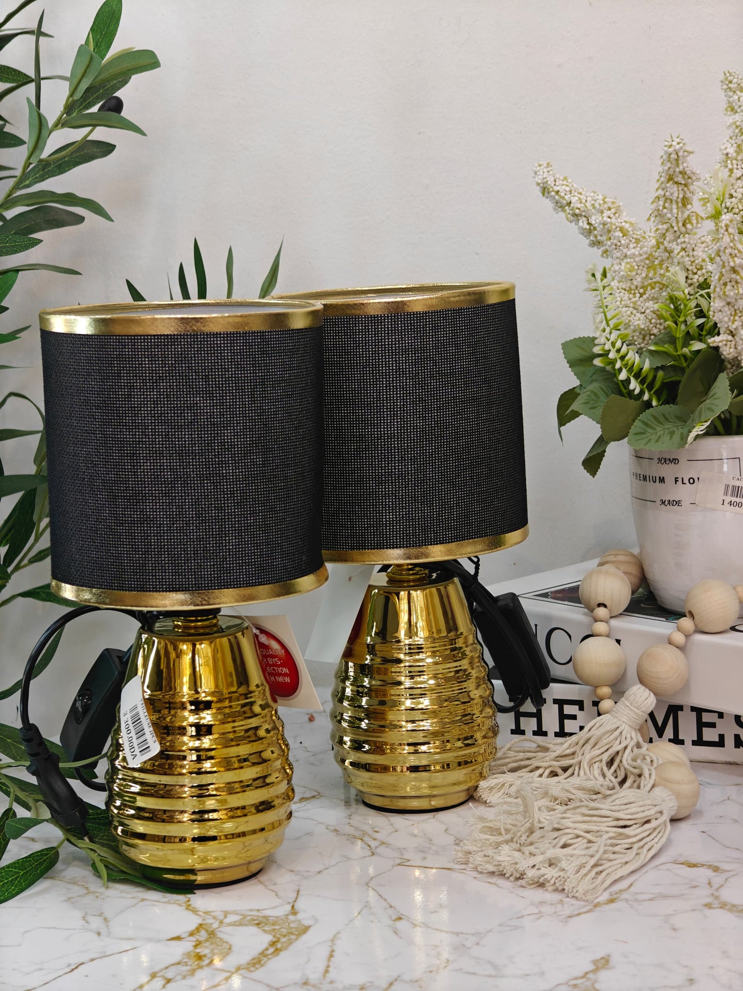 Veilleuse noir base doré 2 pcs