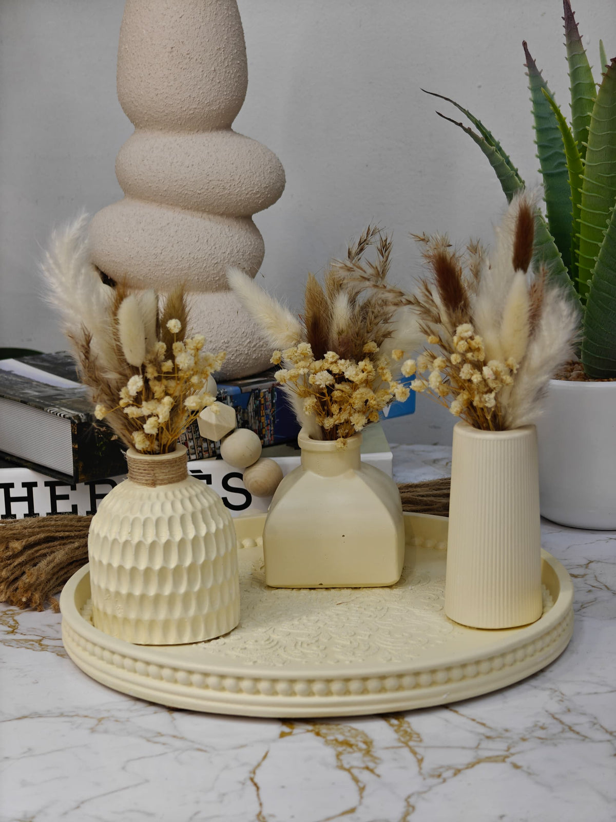 Série plateaux + 3 vase
