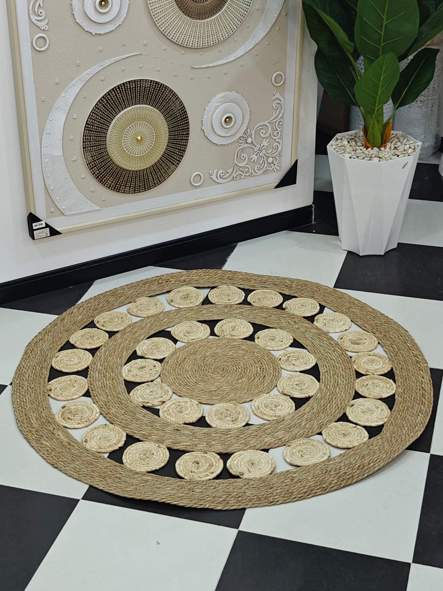 Tapis rond osier m3