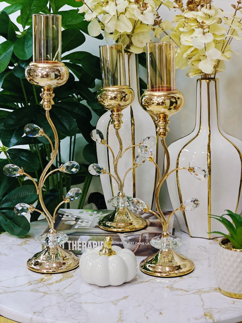 Porte bougie cristal 3 pièces