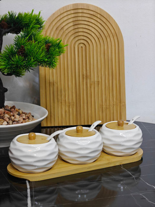 Porte épices 3 pcs blanc support