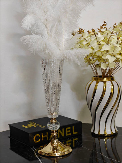 Vase cristal base doré ( vide )
