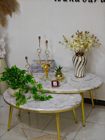 Table base marbré 2 pcs