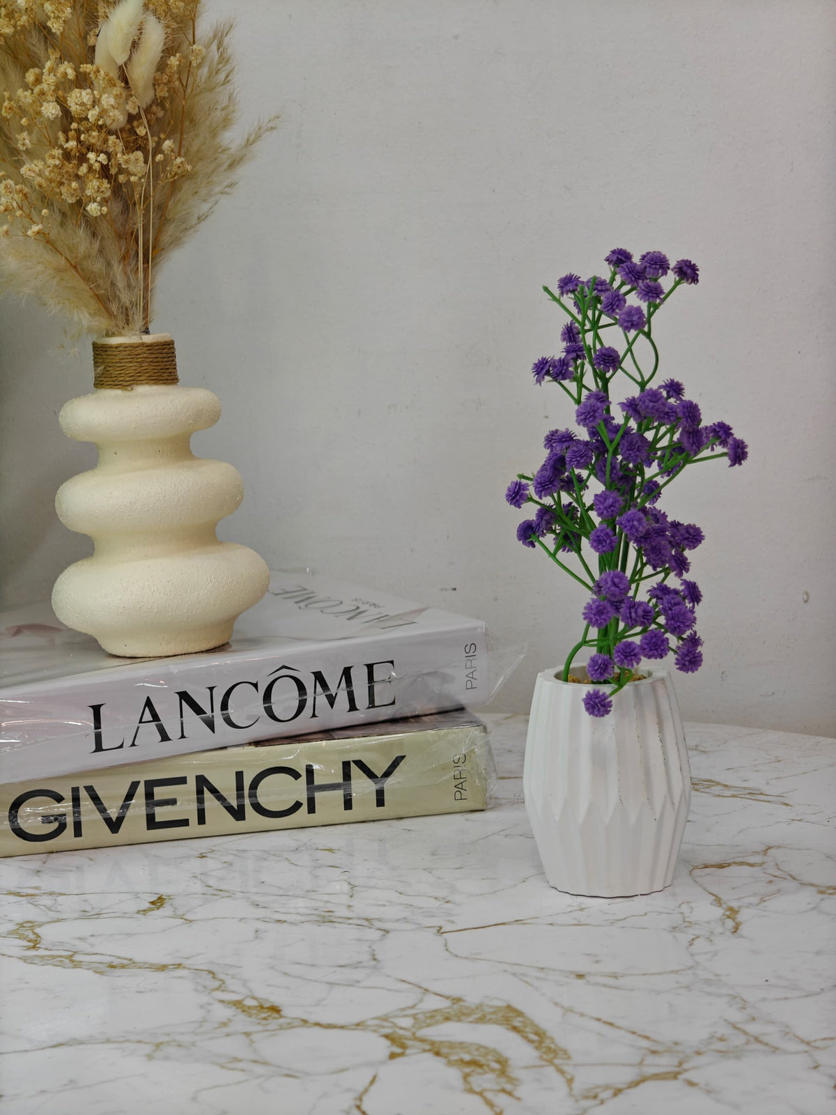 Plante a fleurs pot blanc