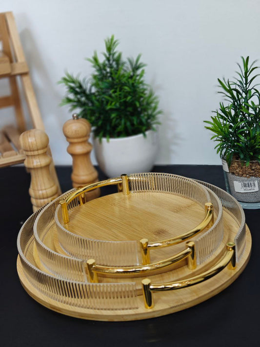 Plateau bambou bra doré et cristal