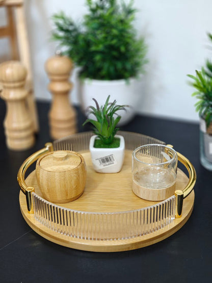 Plateau bambou bra doré et cristal