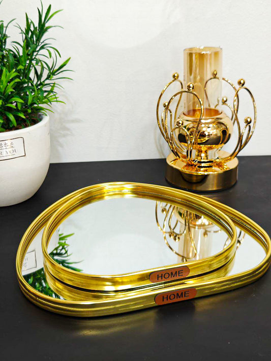 Plateau miroir doré coeur