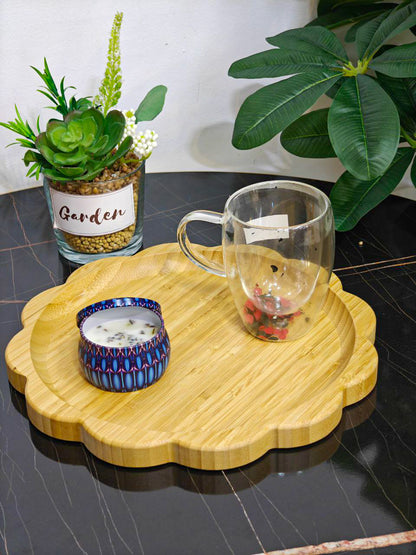 Plateau bambou fleurs