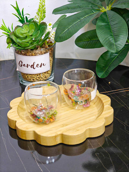 Plateau bambou fleurs