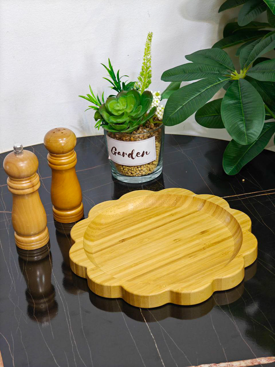 Plateau bambou fleurs