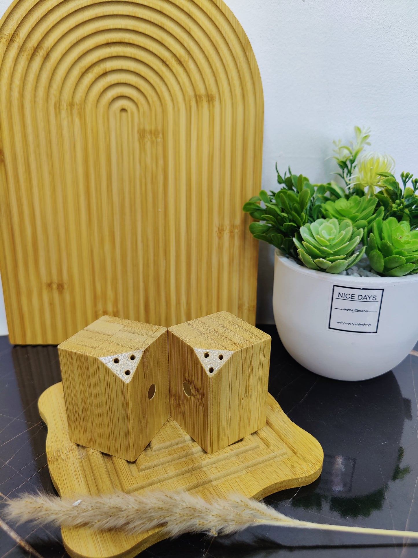 Salière 2 pièces bambou