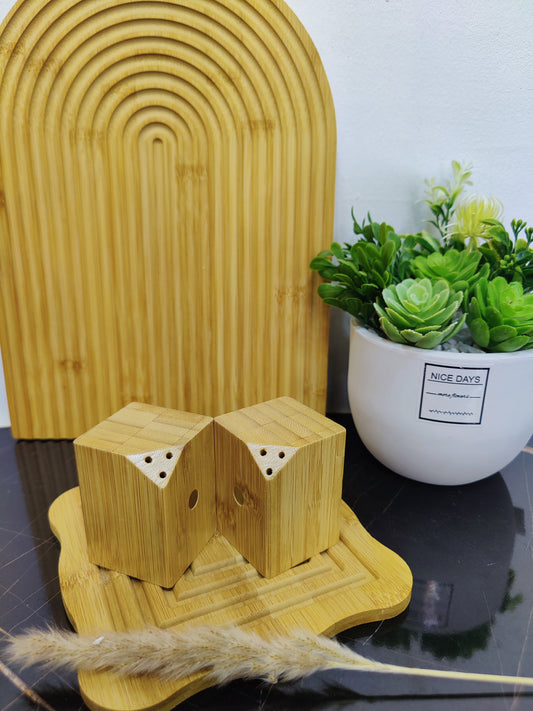 Salière 2 pièces bambou