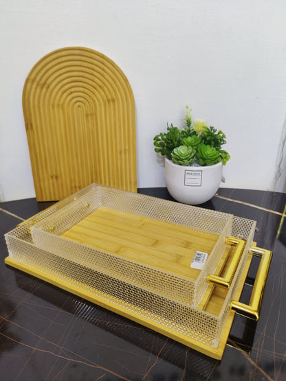 Plateau bambou en cristal ( plateau vide )