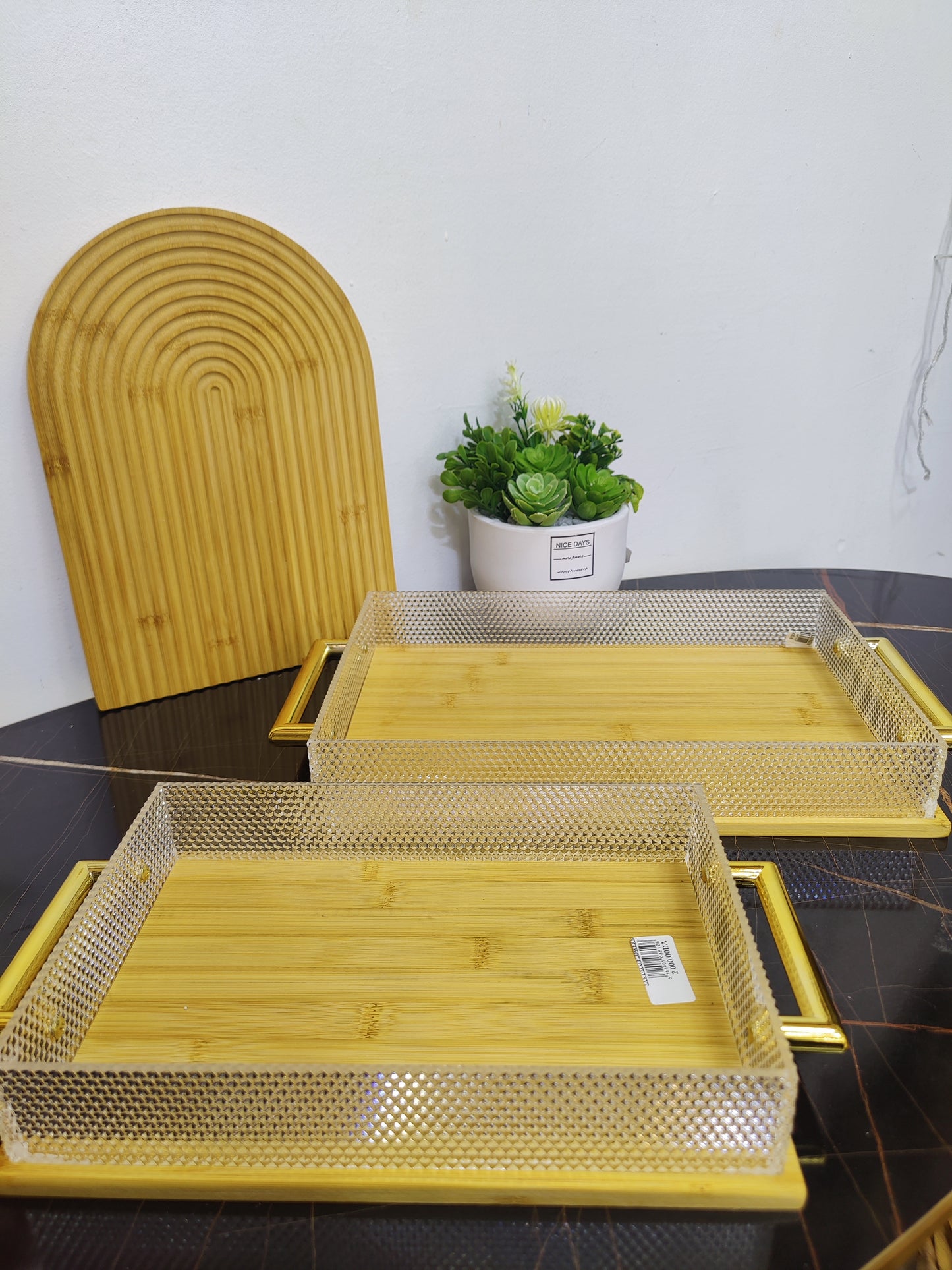 Plateau bambou en cristal ( plateau vide )