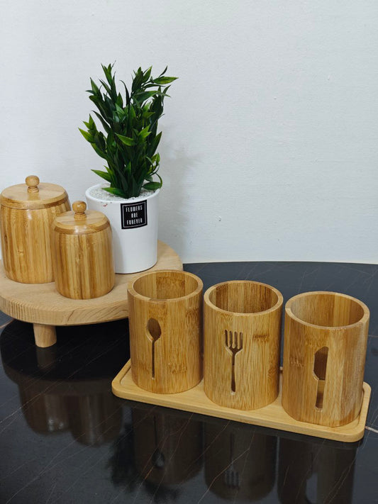 Porte louche 4 pcs en bambou