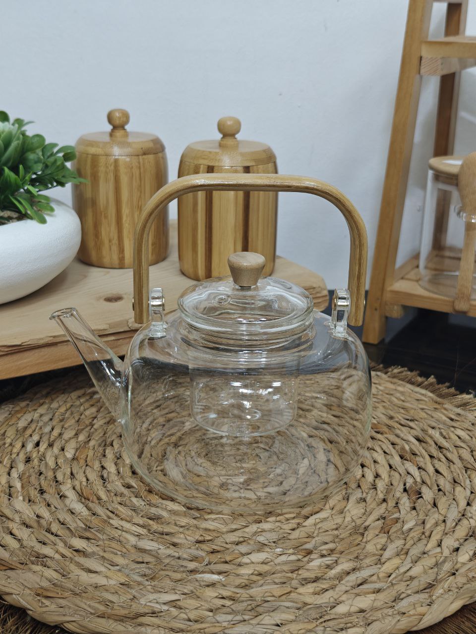 Théière transparent bras bambou