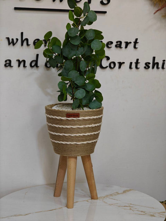 Cache pot pied bois 47 cm hauteur /27 cm largeur