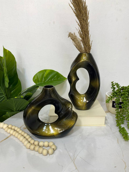 Vase noir & doré