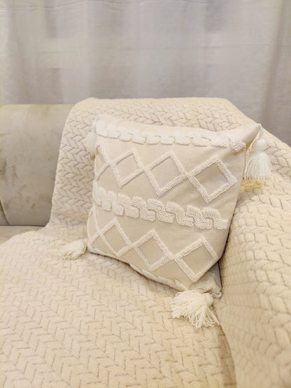 Coussin pic pic blanc et beige ( vide )