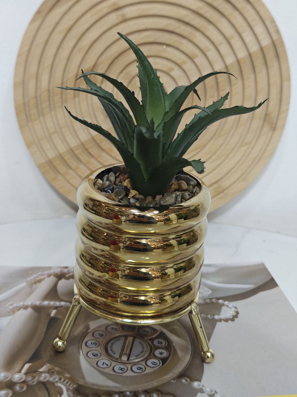 Plante artificielle doré support doré