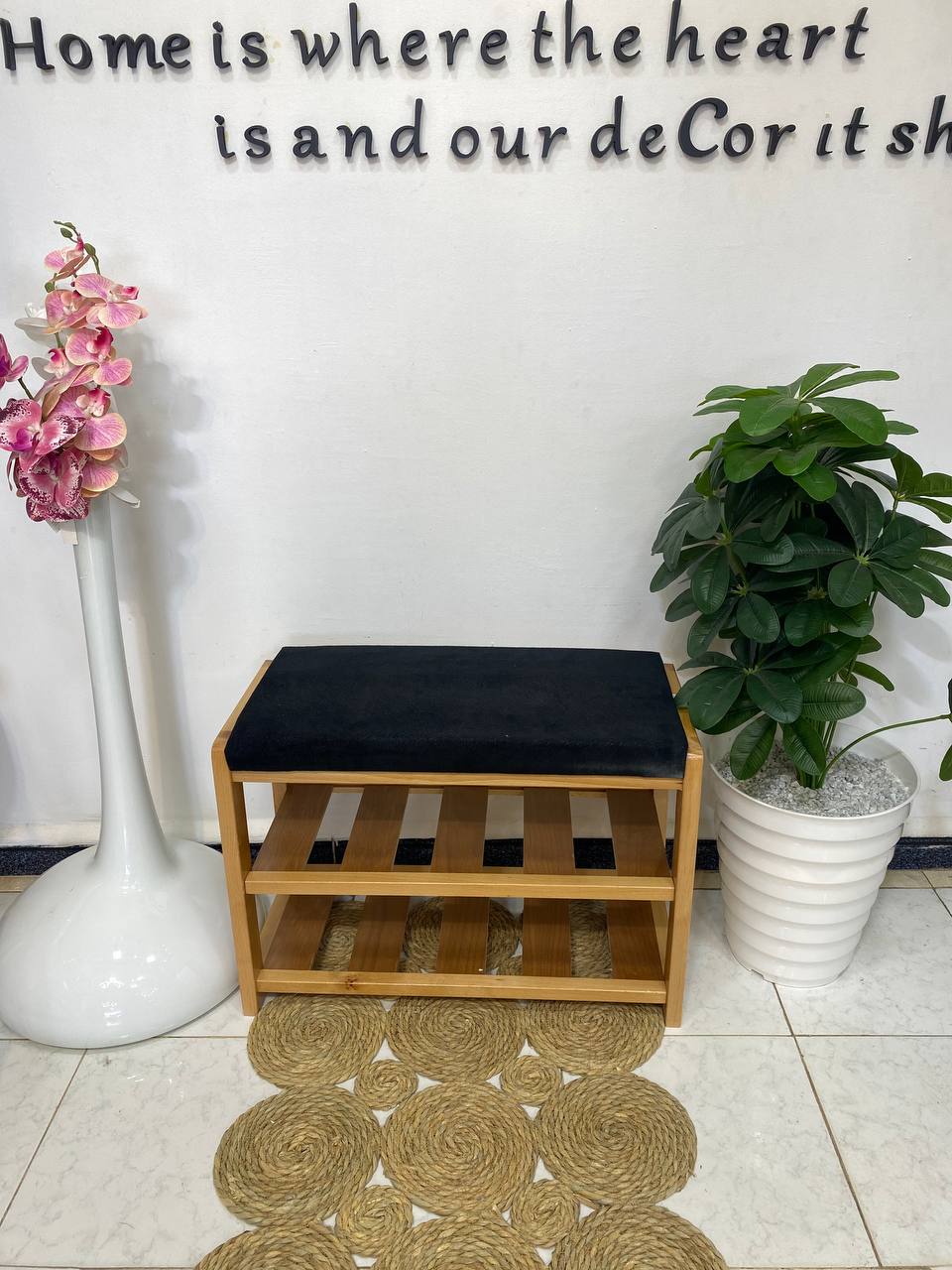 Porte chaussures et pouffe 65 cm