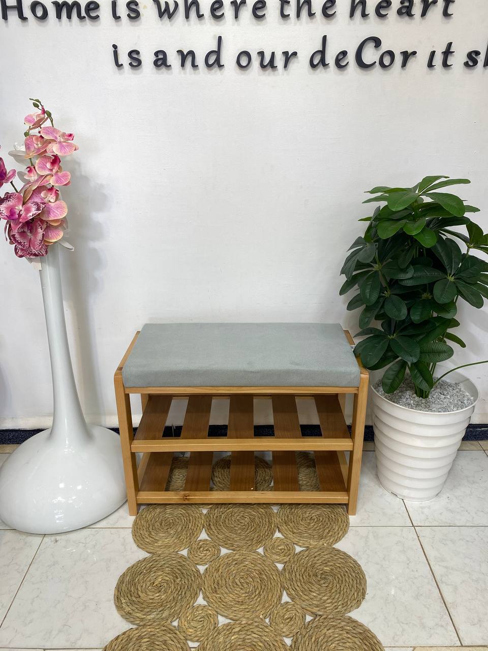 Porte chaussures et pouffe 65 cm