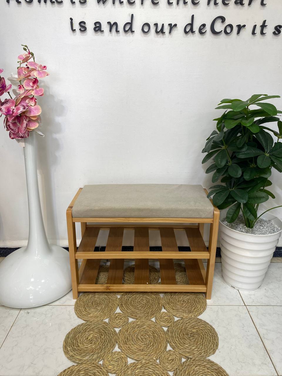 Porte chaussures et pouffe 65 cm