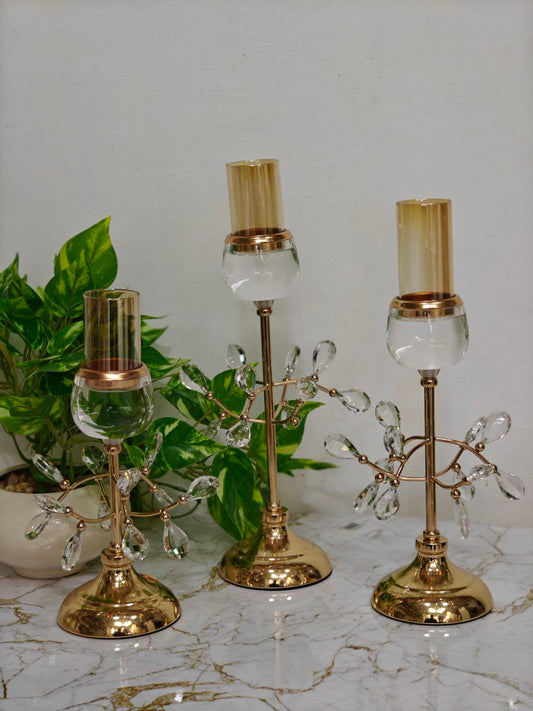 Porte bougie cristal 3 pièces