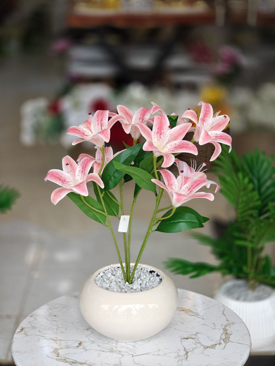 Lys artificielles pot en verre 50 cm